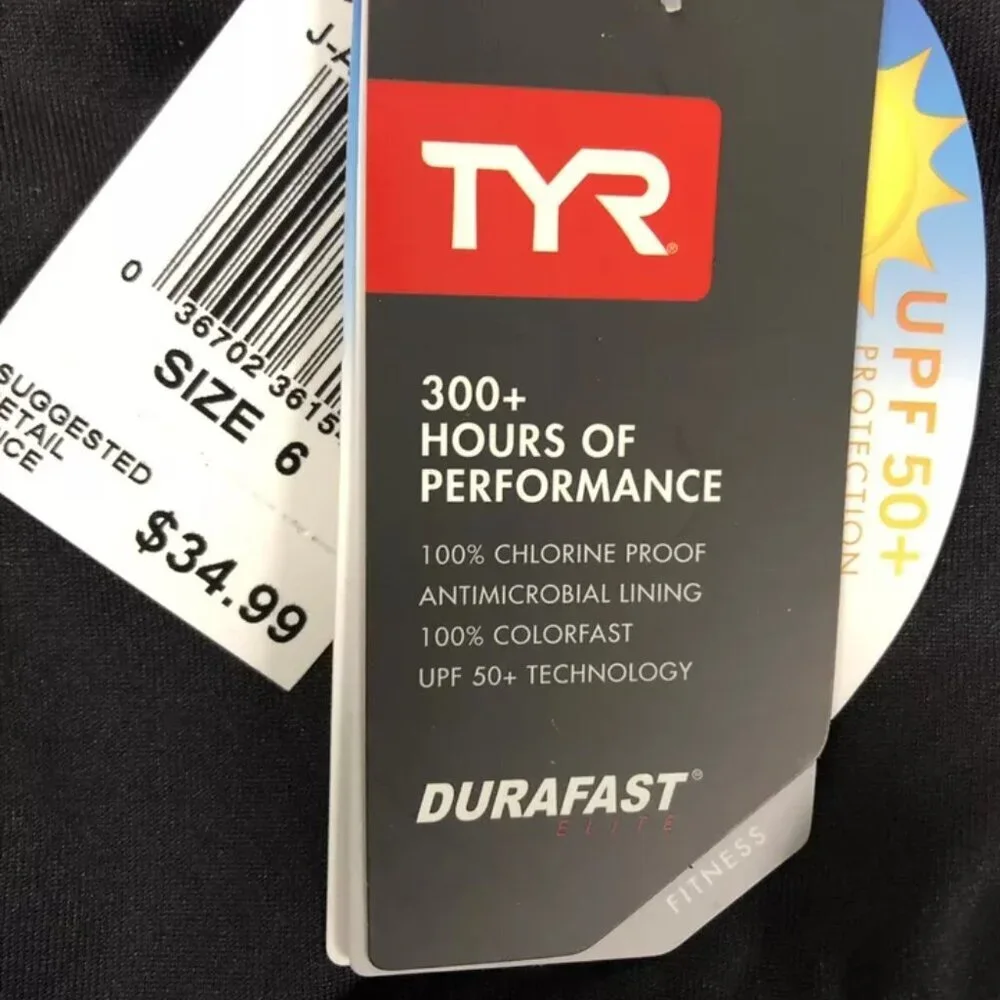 TYR, Women’s High Waisted Black Bikini Bottom, Size 6
